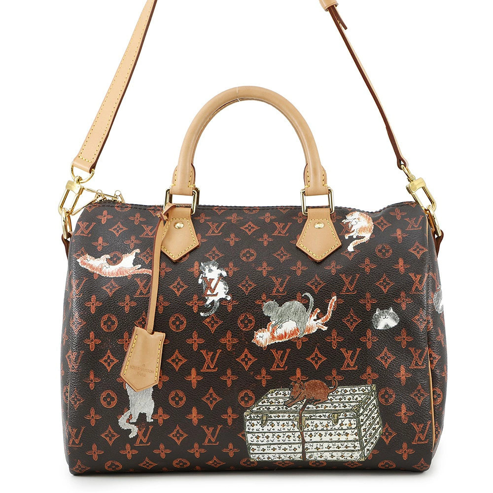 Louis Vuitton Monogram Catgram Speedy Bandouliere Handbag